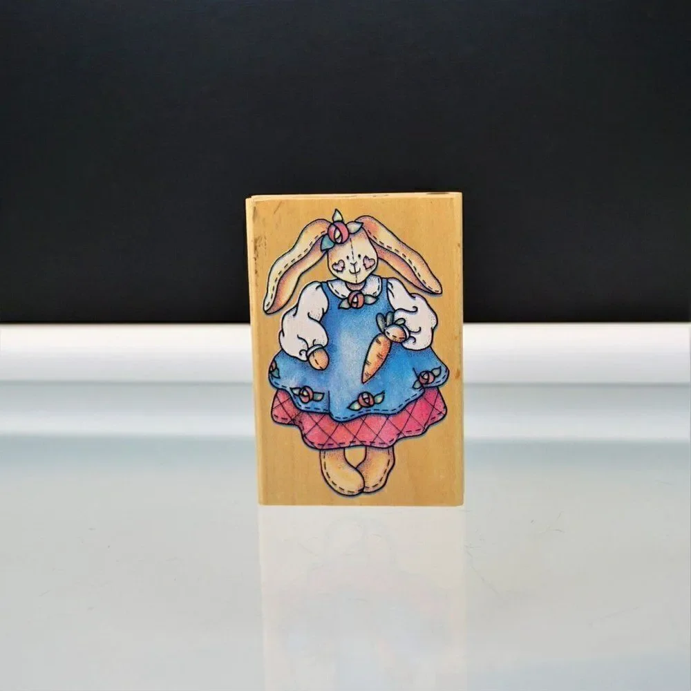 Easter Stamp Lady Bunny Rabbit Stitched Doll Stampede Rubber Stamp